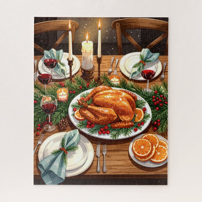 Holiday Feast with Roast Turkey Jigsaw Puzzle (Vertical)