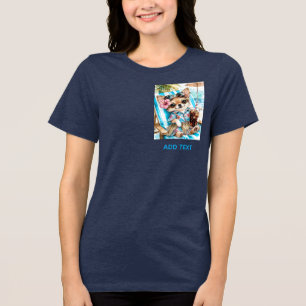Holiday female Chihuahua Beach Relaxation (B-Blue) Tri-Blend Shirt