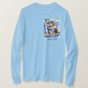 Holiday female Chihuahua Beach Relaxation (Blue) T-Shirt