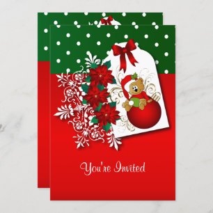 Holiday Festive Christmas Bear Invitation