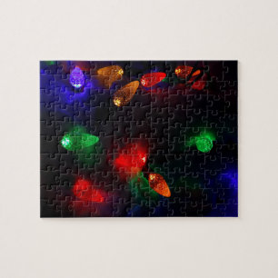 Holiday festive Christmas fairy lights winter snow Jigsaw Puzzle