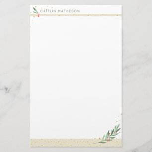 Holiday Festive Ivory Winter Foliage Christmas Stationery