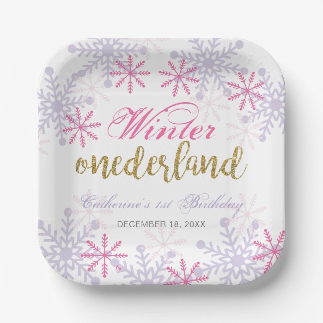 Holiday First Birthday Winter Onederland Custom Paper Plate (Front)