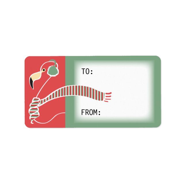 Holiday flamingo gift label (Front)