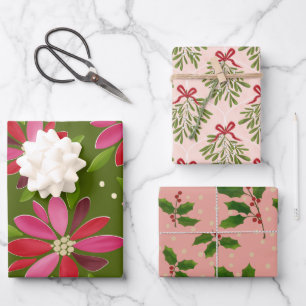 Holiday flora gift wrap