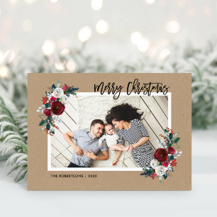 Holiday Floral 2 Photo Folded Christmas