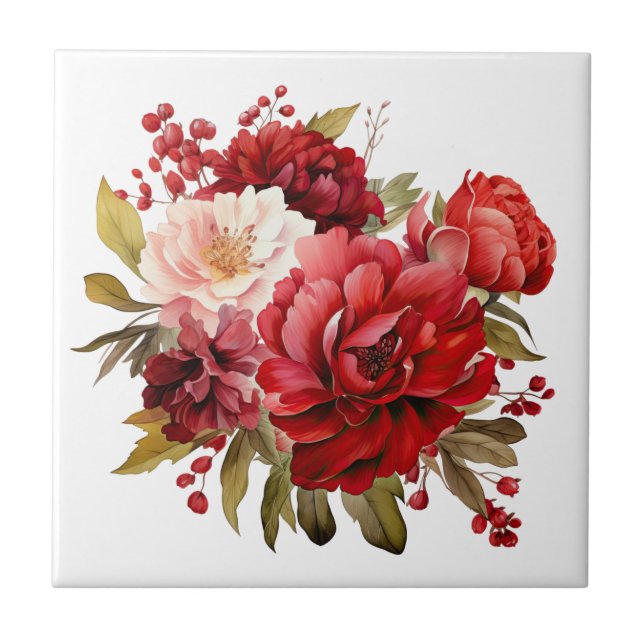 Holiday Floral Ceramic Tile (Front)