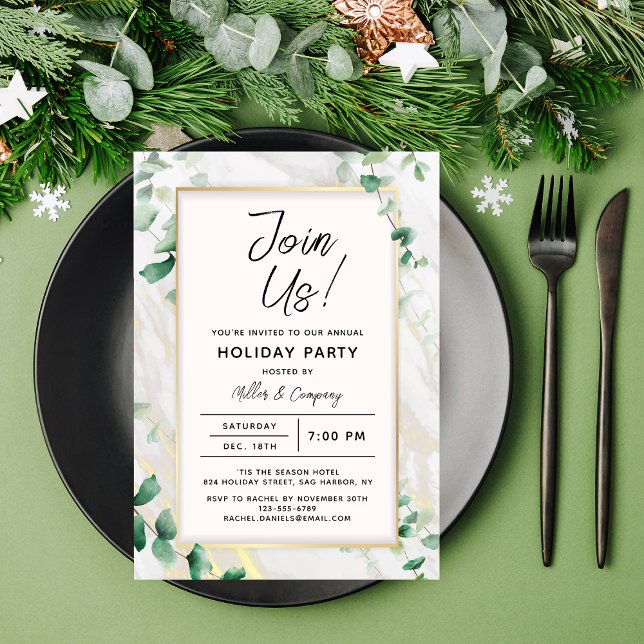 Holiday Floral Chic Corporate Christmas Party Invitation (Creator Uploaded)