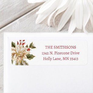 Holiday Floral Christmas Address Return Address Label