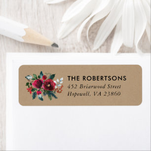 Holiday Floral Christmas Floral Return Address Label