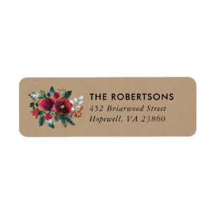 Holiday Floral Christmas Floral Return Address Label