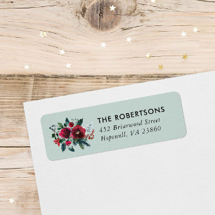 Holiday Floral Christmas Floral Return Address Label