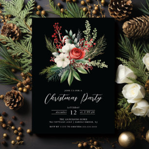 Holiday Floral Christmas Party Invitation