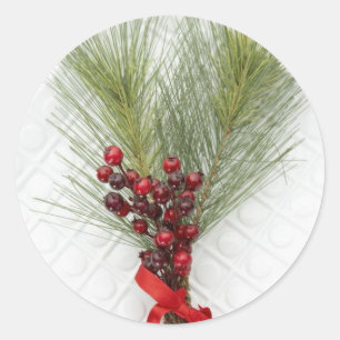 Holiday Floral Decoration Classic Round Sticker