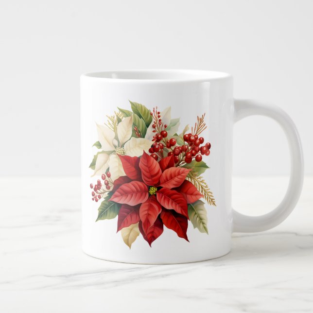 Holiday Floral  Large Coffee Mug (Right)