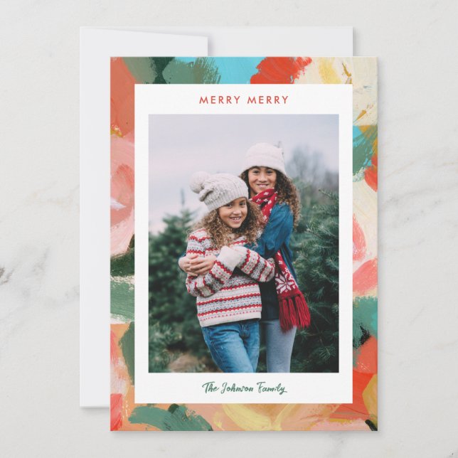 Holiday Floral Painted Border  Card (Front)