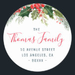 holiday floral return address sticker<br><div class="desc">This sticker has a wonderful hand drawn winter watercolor flowers and red text. The text details can be personalised for colour,  font and placement.</div>
