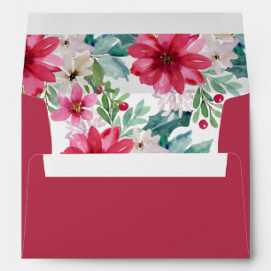 Holiday Floral   Watercolor Christmas Envelope