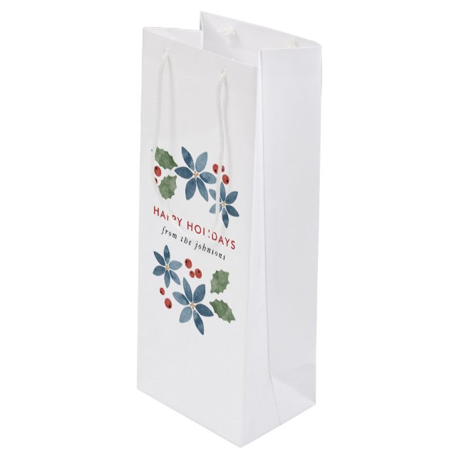 Holiday Floral Wine Bag (Front Angled)