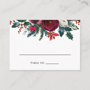 Holiday Floral Winter Wedding Escort Cards