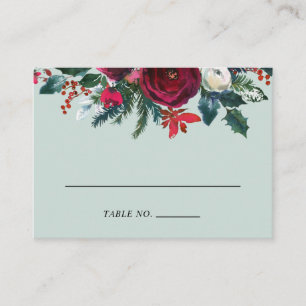 Holiday Floral Winter Wedding Escort Cards