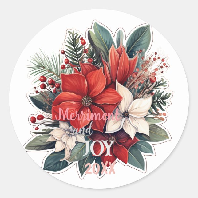 Holiday Floral Wishes Sticker (Front)
