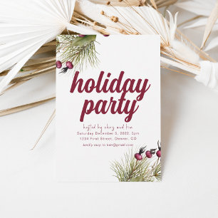 Holiday Flowers Greens Holiday Party Invitation