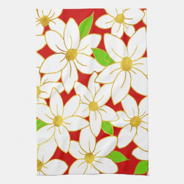 Holiday Flowers Tea Towel (Vertical)