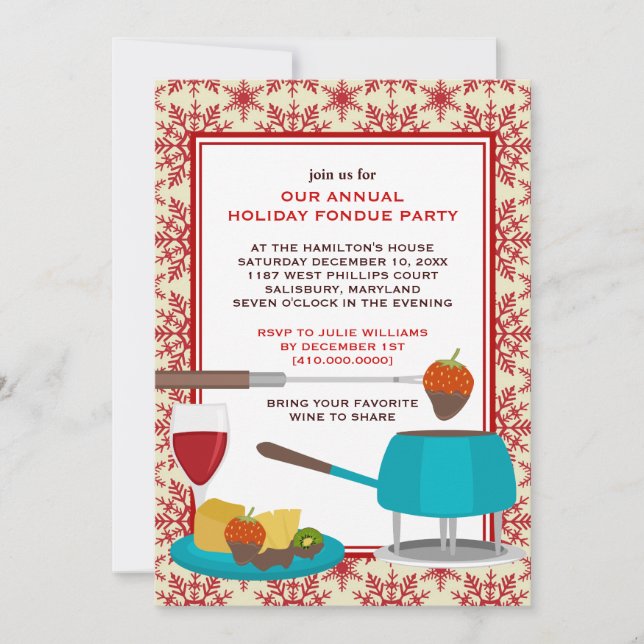Holiday Fondue Party Invitations (Front)