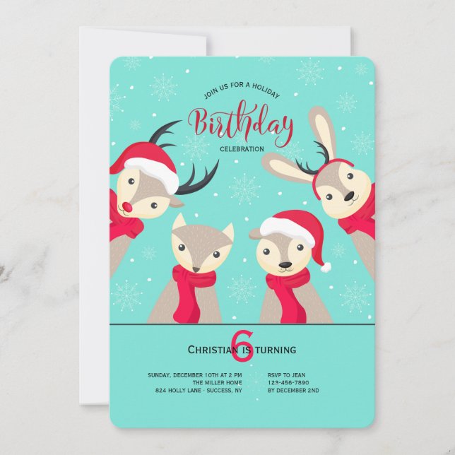Holiday Forest Friends Invitation (Front)