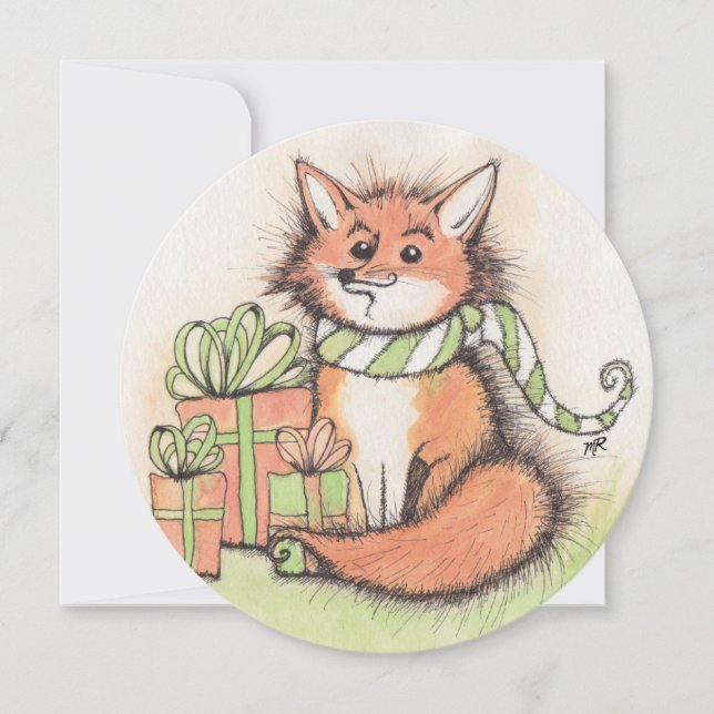 Holiday Fox & Gifts Card (Front)