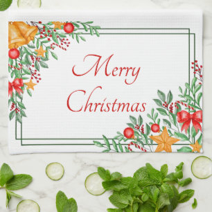 Holiday frame custom tea towel