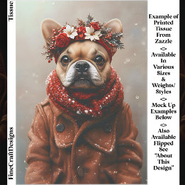 Holiday Frenchie, Floral Headband EE1L Decoupage Tissue Paper