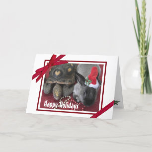 Holiday Friends Rabbit & Tortoise Photo So Cute! Card