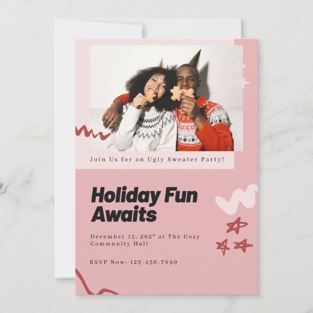 Holiday Fun Awaits custom  Invitation (Front)