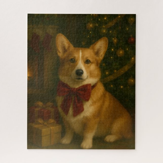 Holiday Game Night Elegant Christmas Corgi Jigsaw Puzzle (Vertical)