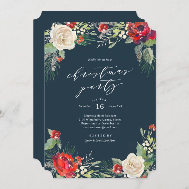 Holiday Garden Christmas Party Invitation (Front/Back)