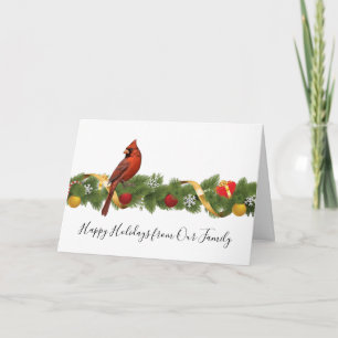 Holiday Garland And Cardinal Folded Greeting Card