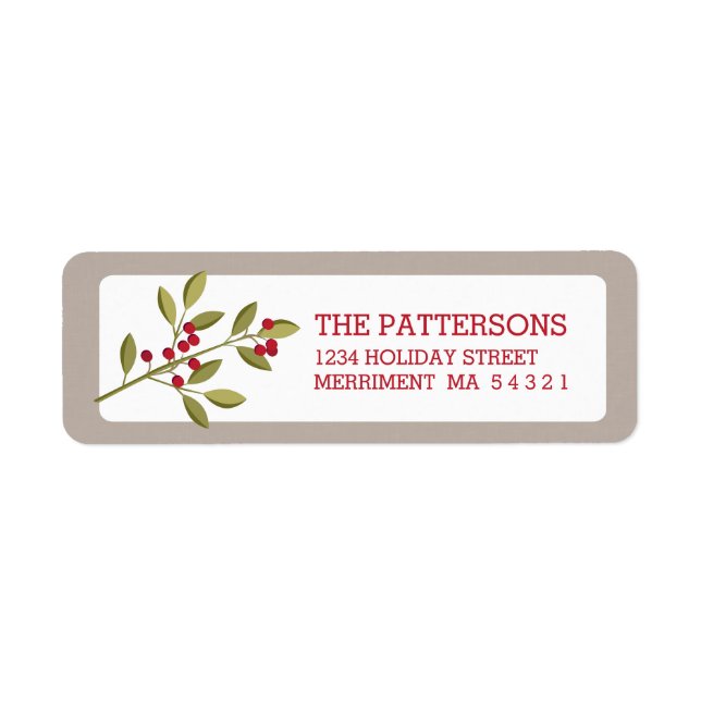 Holiday Garland Christmas Berry Address Label Return Address Label (Front)