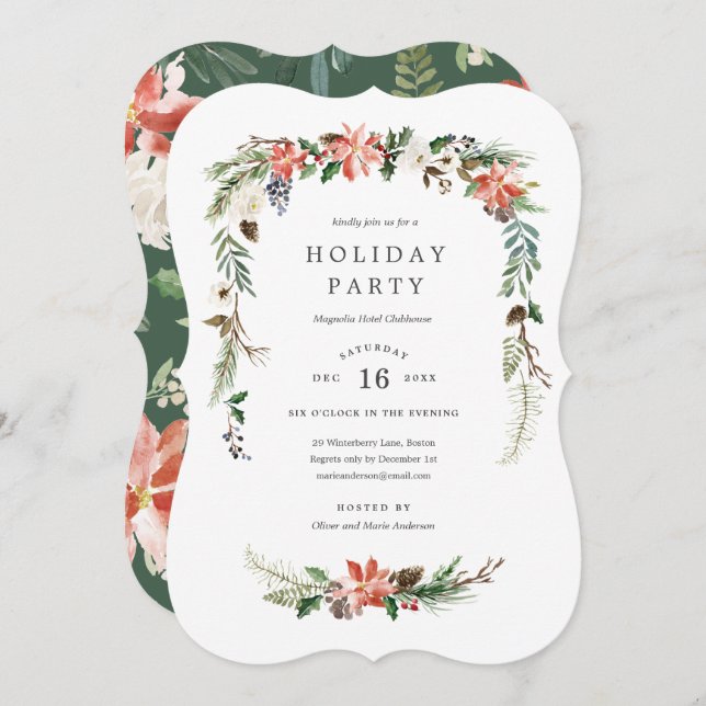 Holiday Garland Party Invitation (Front/Back)