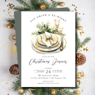 Holiday Gathering Christmas Dinner Invitation
