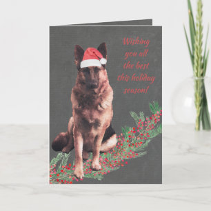 Holiday German Shepherd Watercolor Card