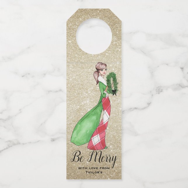 Holiday gift Bottle Hanger Tags (Front)