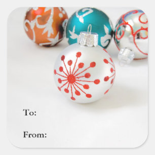 Holiday Gift Labels with Christmas Ornaments