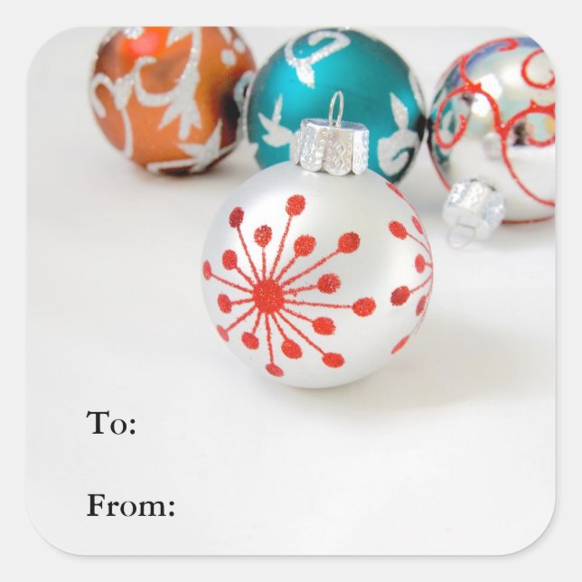 Holiday Gift Labels with Christmas Ornaments (Front)