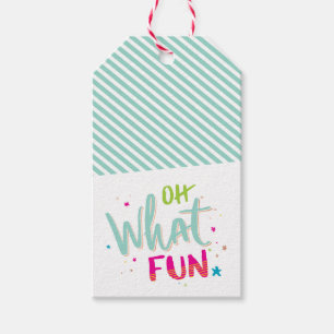 HOLIDAY GIFT oh what fun colourful christmas type Gift Tags