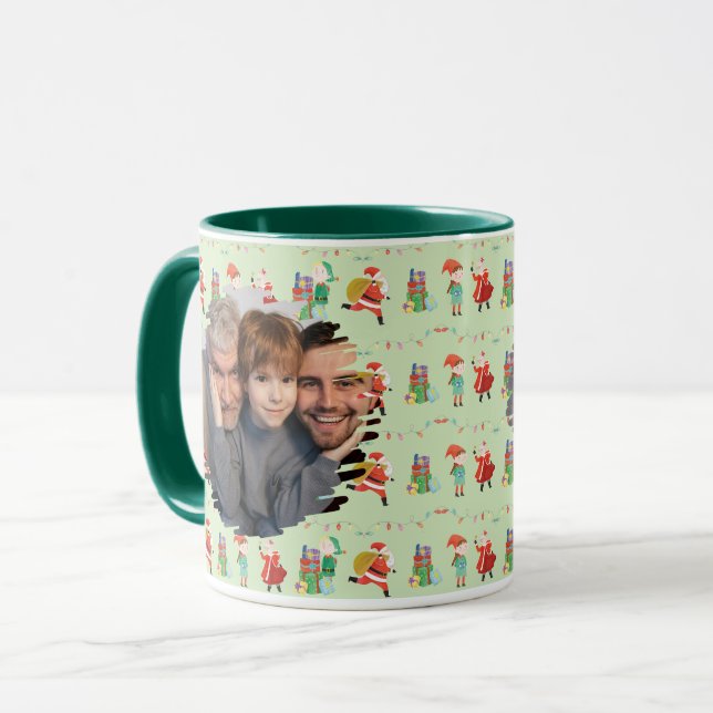 Holiday Gift Photo Mug, Santa Elf Christmas Photo Mug (Front Left)
