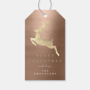 Holiday Gift Tag Coffee Bronze Golden Reindeer
