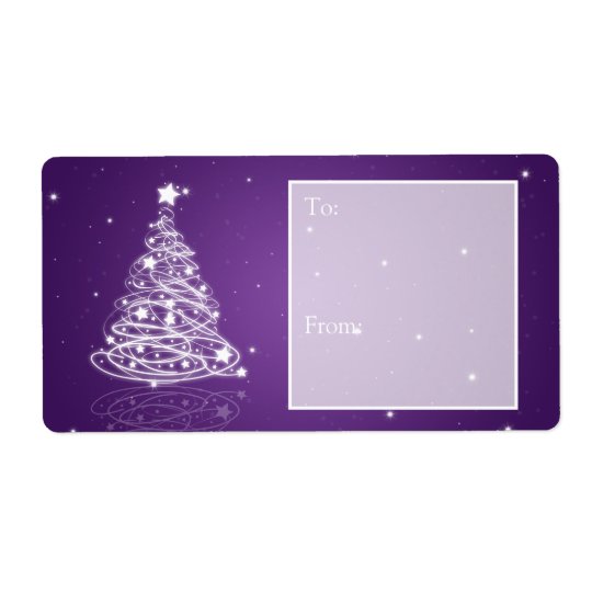 Holiday Gift Tag Modern Christmas Tree Purple Shipping Label