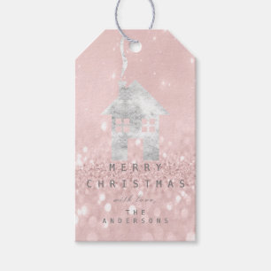 Holiday Gift Tag To Silver Cottage Pink Glitter